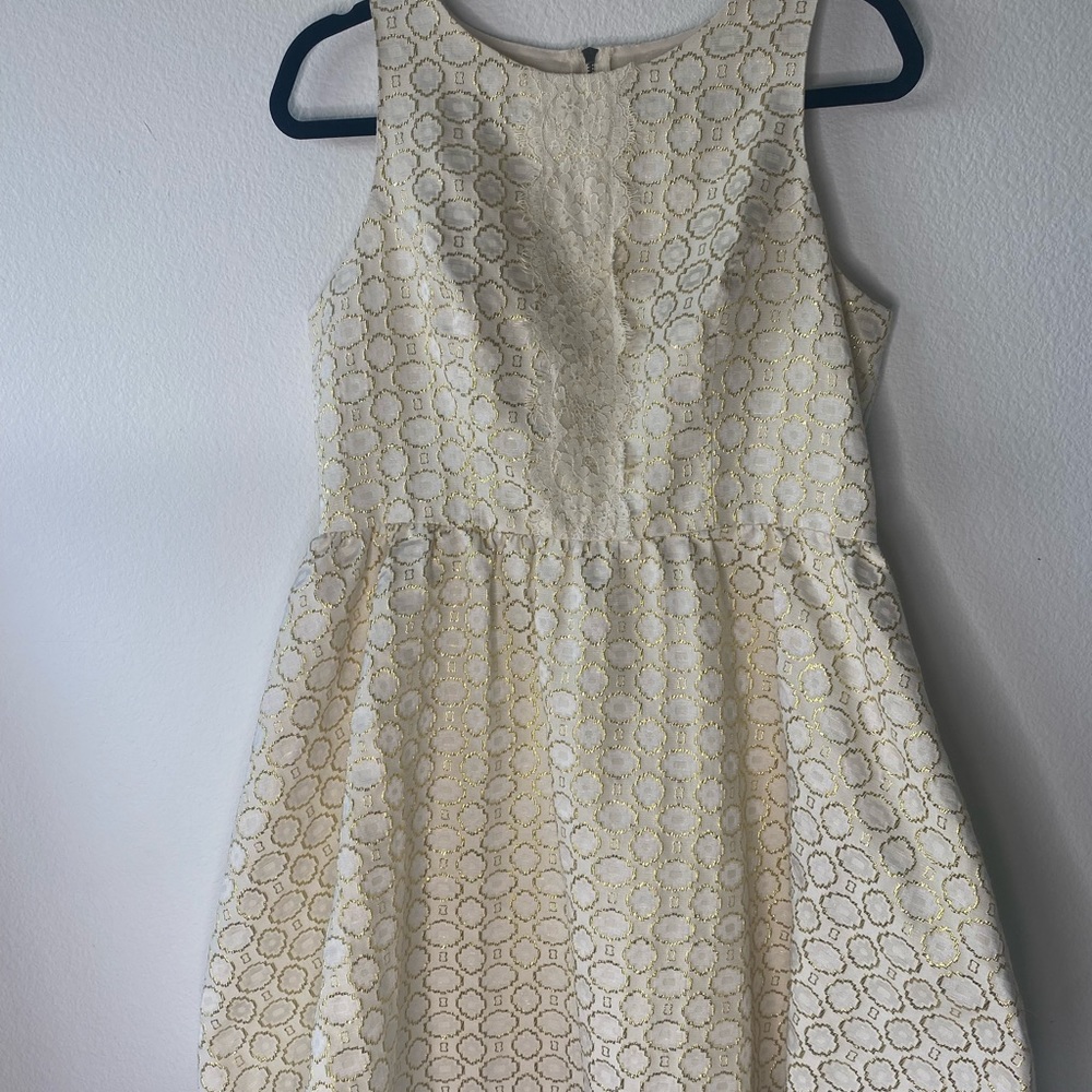 Cream and Gold Mini Dress
